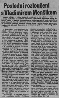 Poslední rozloučení s Vladimírem Menšíkem